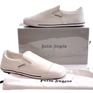 Palm angels women's off-white square low top vulcanized sneakers 40 10 slip on
